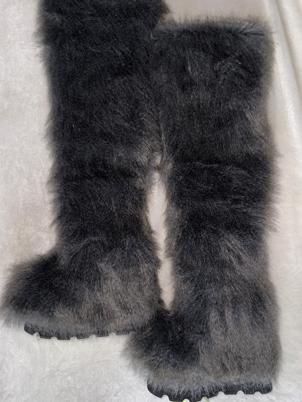 Dolls Kill Black Faux Fur Over-the-Knee Platform Boots
